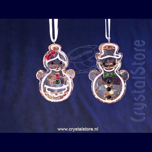 Swarovski Gingerbread Snowman Couple 2024 Ornament New